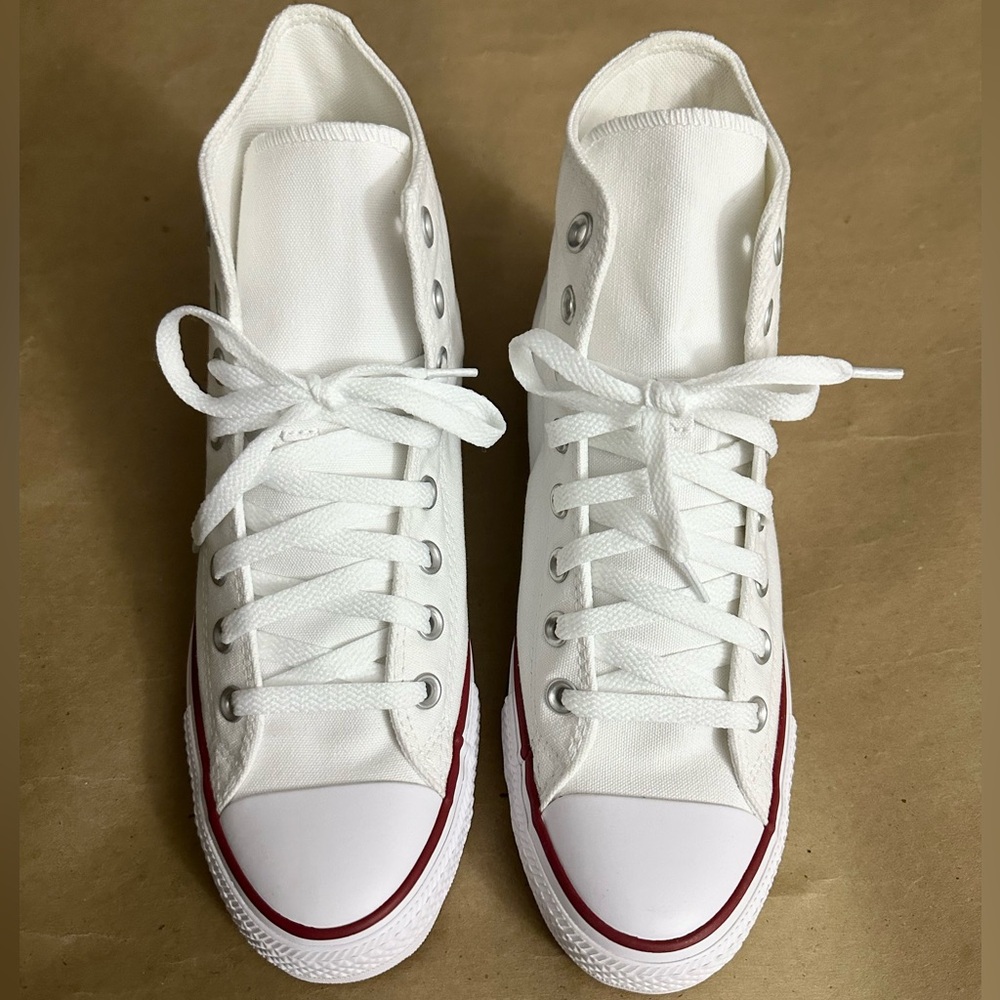 NEW Converse Chuck Taylor All Star White Canvas High Top Sneakers Sz M8.5/W10.5 - Picture 2 of 8